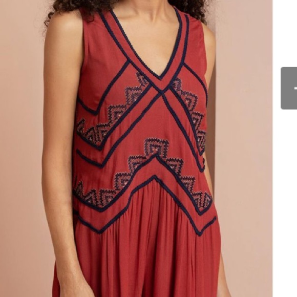 Anthropologie Vajor Mahogany Embriodered Jumpsuit - Picture 2 of 7